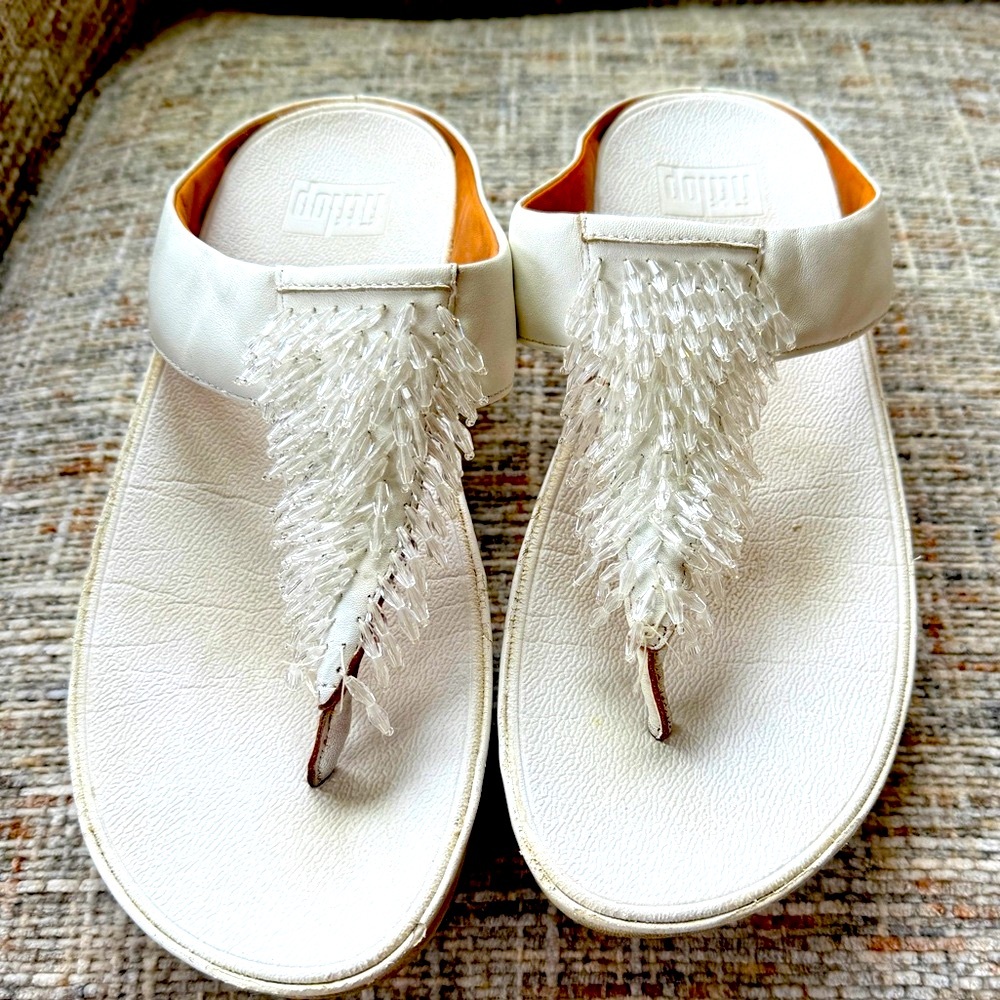 Fit Flop Cha Cha White Beaded